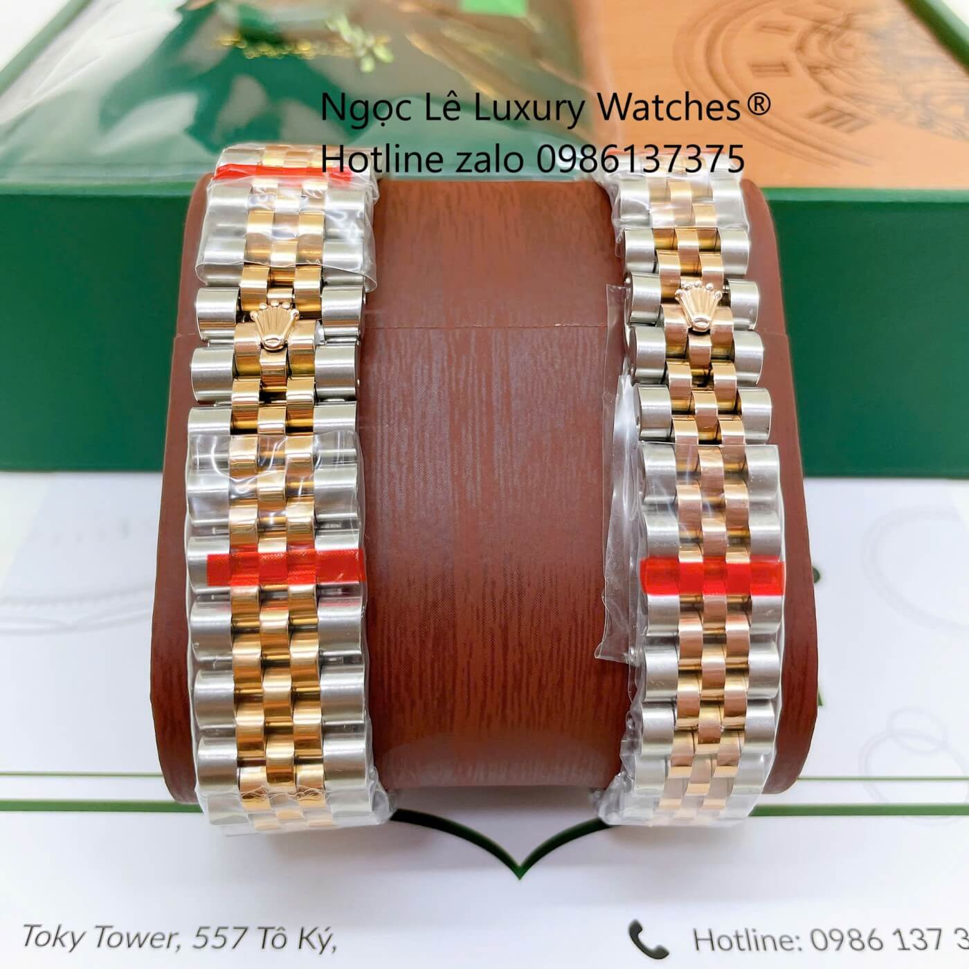 Đồng Hồ Cặp Rolex Datejust Dây Thép Demi Rose Mặt Xà Cừ Trắng Niềng Đính Đá Size 41mm - 31mm - Quartz