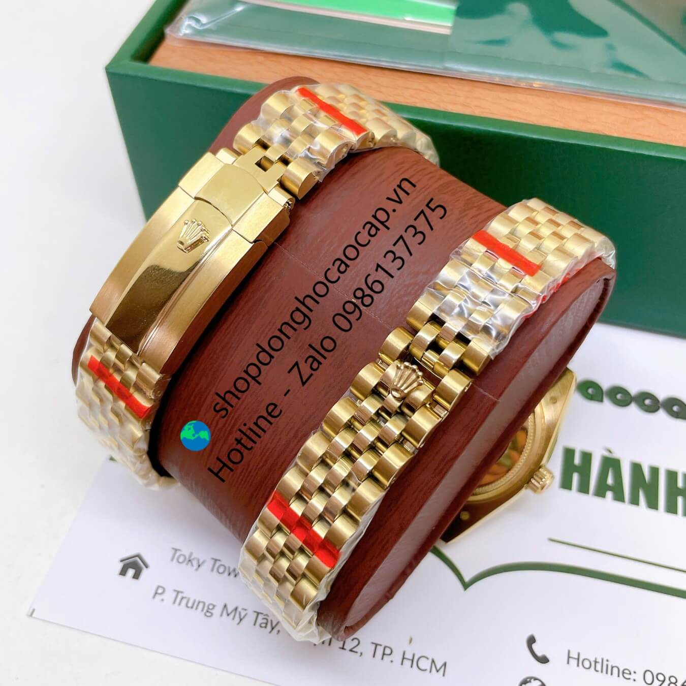 Đồng Hồ Cặp Rolex Datejust Máy Pin Dây Vàng Mặt Vàng Niềng Khía Size 41mm - 31mm