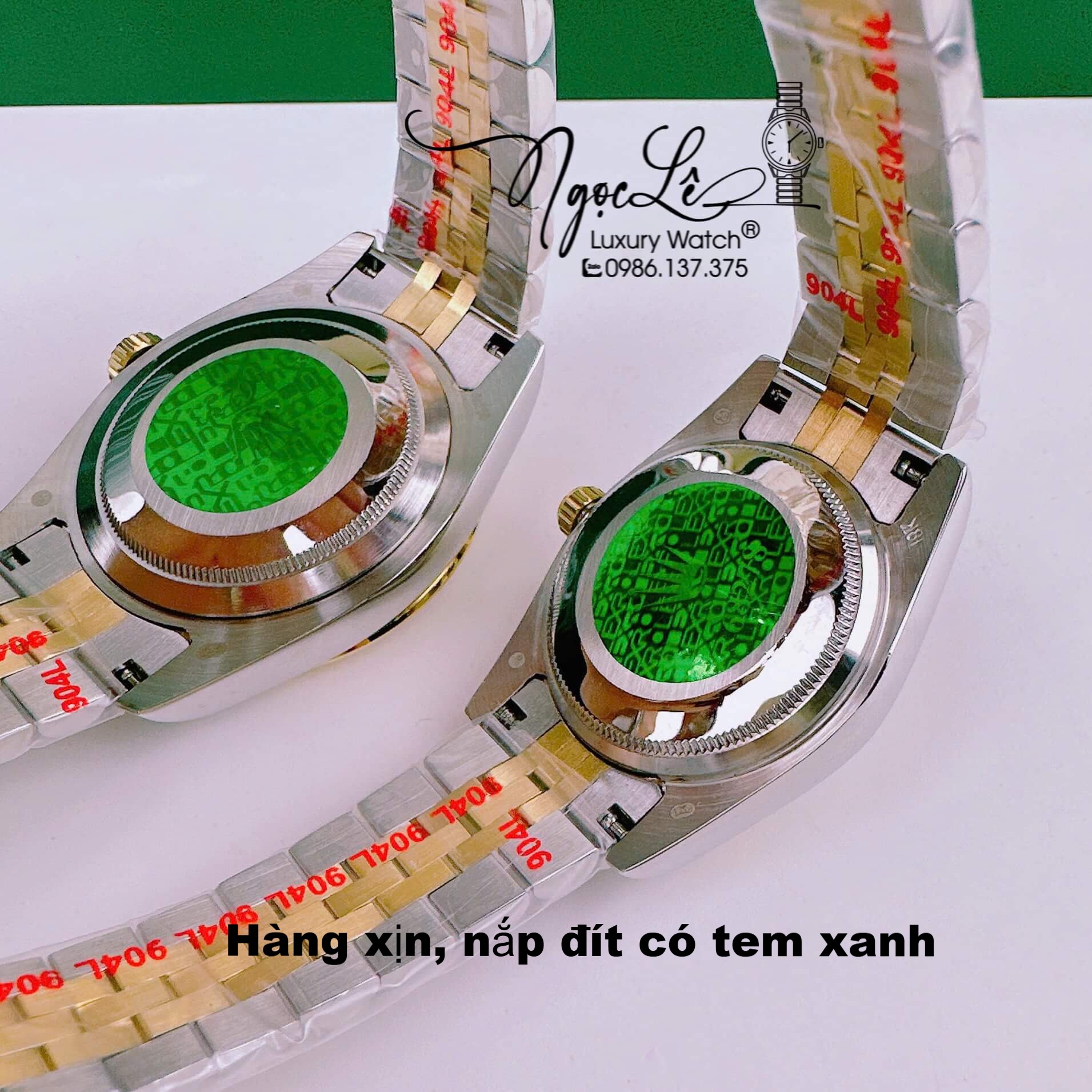 Đồng Hồ Cặp Rolex Datejust Pin Dây Demi Màu Vàng Mặt Trắng Xà Cừ 31mm 41mm