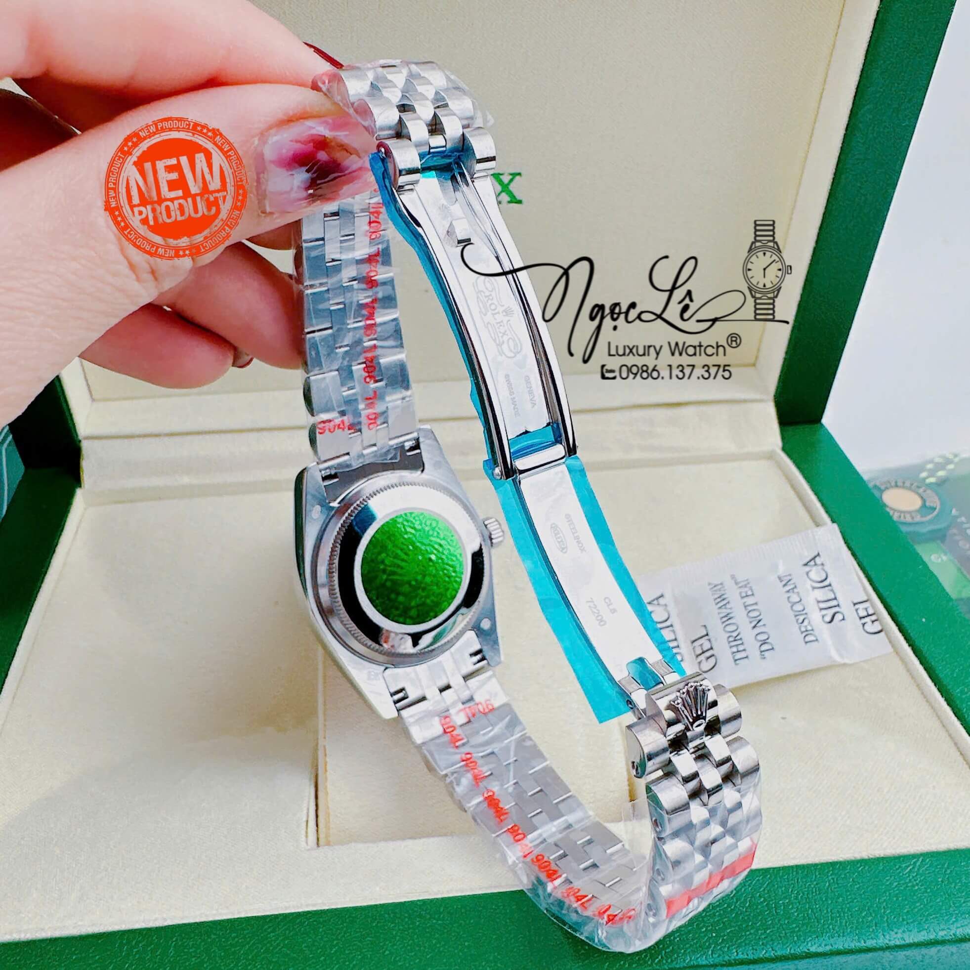 Đồng Hồ Cặp Rolex Datejust Pin Dây Kim Loại Silver Mặt Trắng Xà Cừ 31mm - 36mm - 41mm