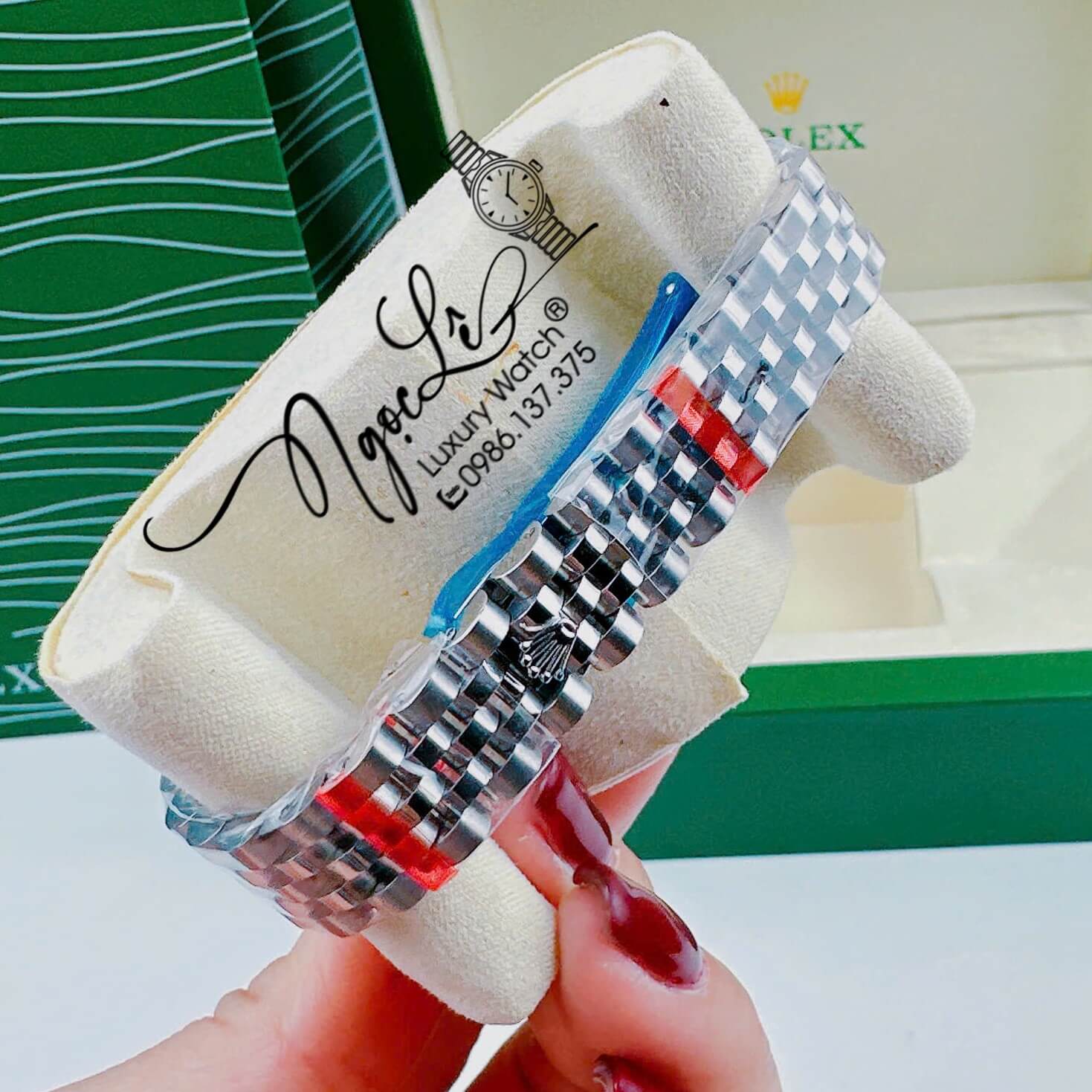 Đồng Hồ Cặp Rolex Datejust Pin Dây Kim Loại Silver Mặt Trắng Xà Cừ 31mm - 36mm - 41mm