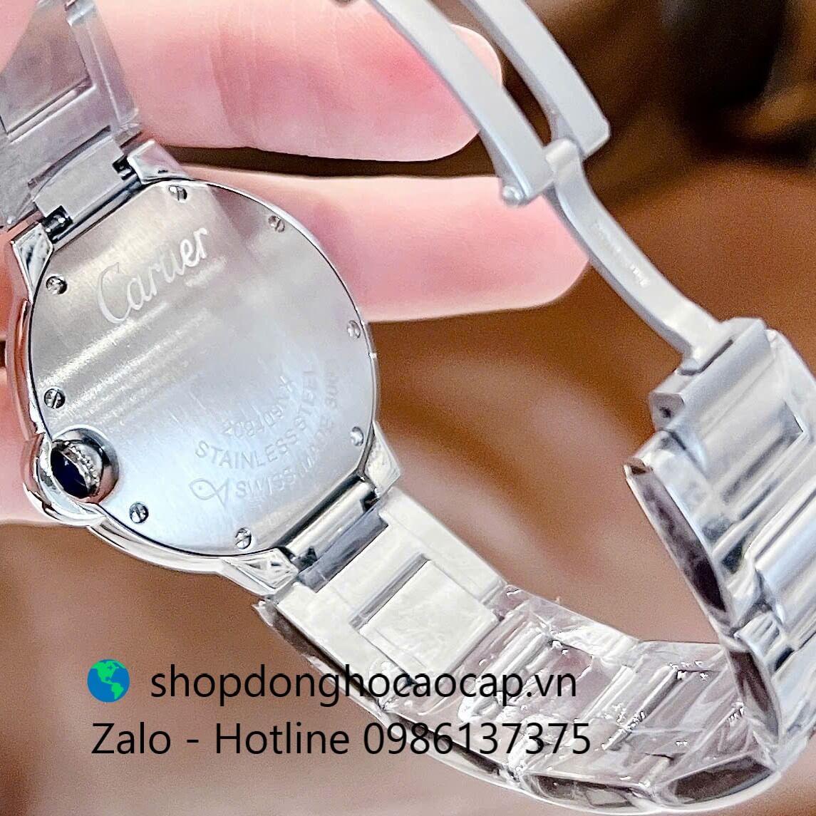 Đồng hồ Cartier Ballon Bleu dây thép bạc, đồng hồ Cartier nữ mặt số la mã size 36mm - Quartz Thụy Sĩ