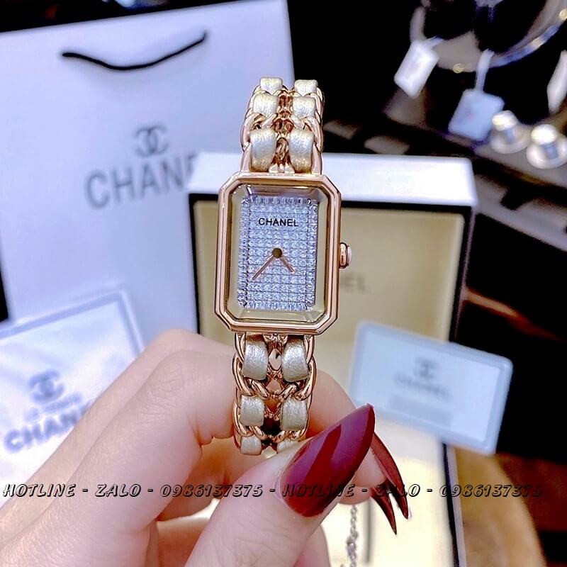 Đồng Hồ Nữ Chanel Première Diamond Dây Xích Vàng Hồng 20x28mm