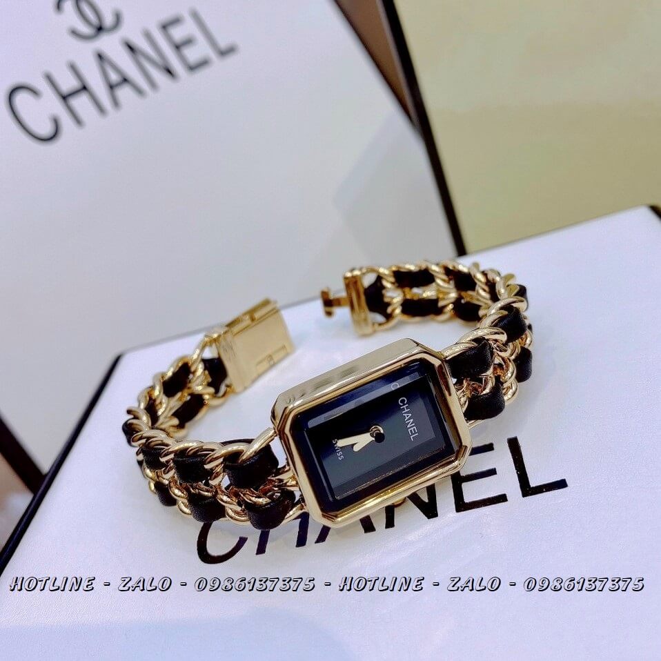 Đồng Hồ Nữ Chanel Première Dây Xích Đen 20x28mm Gold