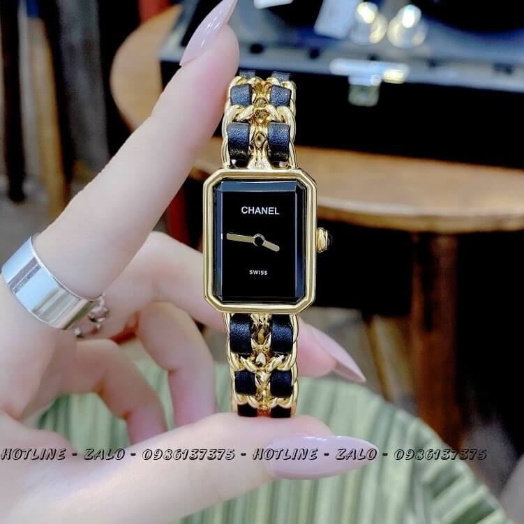 Đồng Hồ Nữ Chanel Première Dây Xích Gold Đen 20x28mm