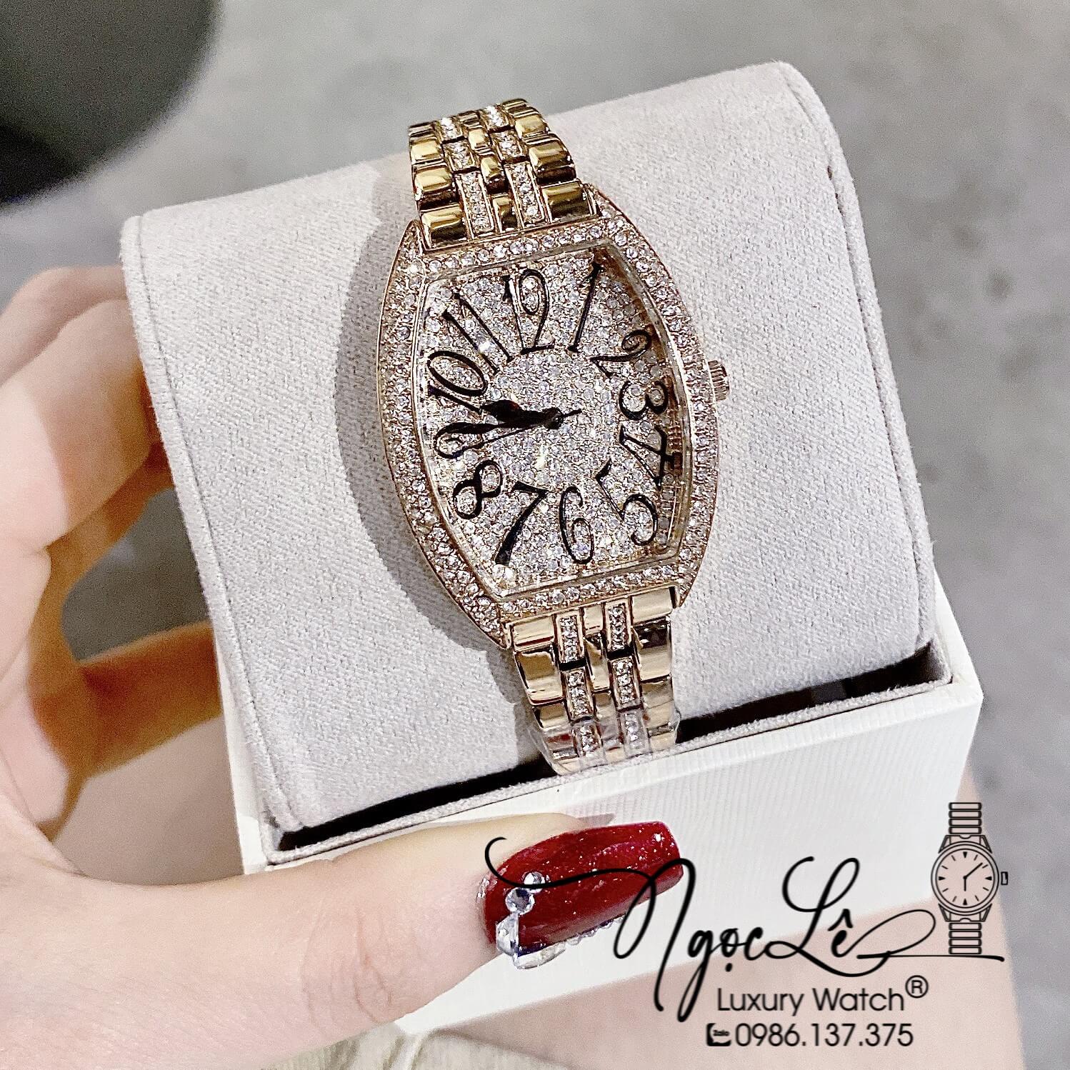 Đồng Hồ Chopard Nữ Dây Kim Loại Rose Gold Mặt Chữ Nhật Đính Đá Size 34mm Siêu Cấp