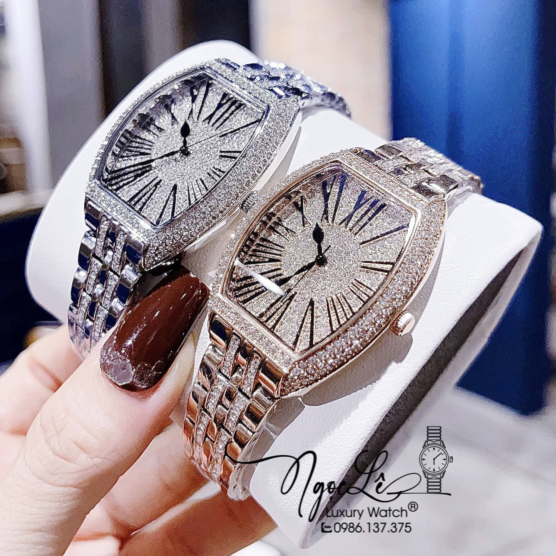 Đồng Hồ Chopard Nữ Dây Kim Loại Rose Gold Mặt Chữ Nhật Đính Đá Size 34mm Siêu Cấp