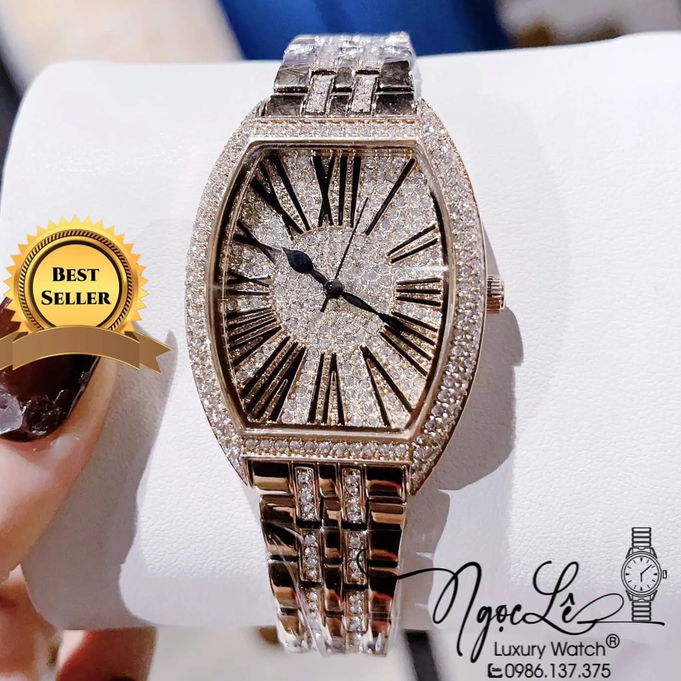 Đồng Hồ Chopard Nữ Dây Kim Loại Rose Gold Mặt Chữ Nhật Đính Đá Size 34mm Siêu Cấp