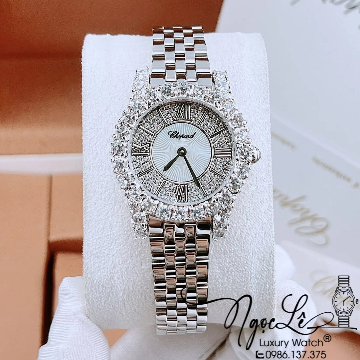 Đồng Hồ Chopard Nữ Dây Kim Loại Silver Đính Đá Size 31mm Siêu Cấp