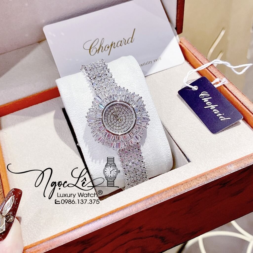 Đồng Hồ Chopard Nữ Dây Thép Màu Silver Đính Đá 34mm