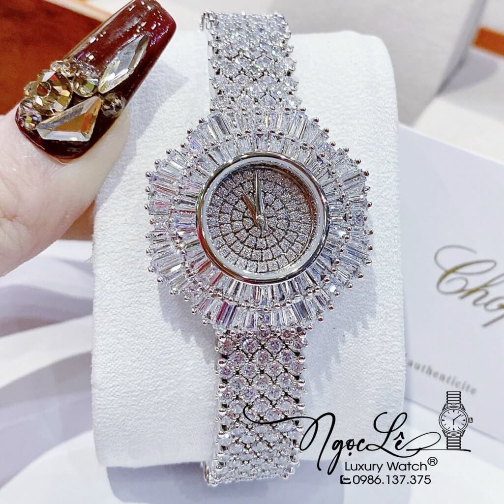 Đồng Hồ Chopard Nữ Dây Kim Loại Màu Silver Đính Đá 34mm