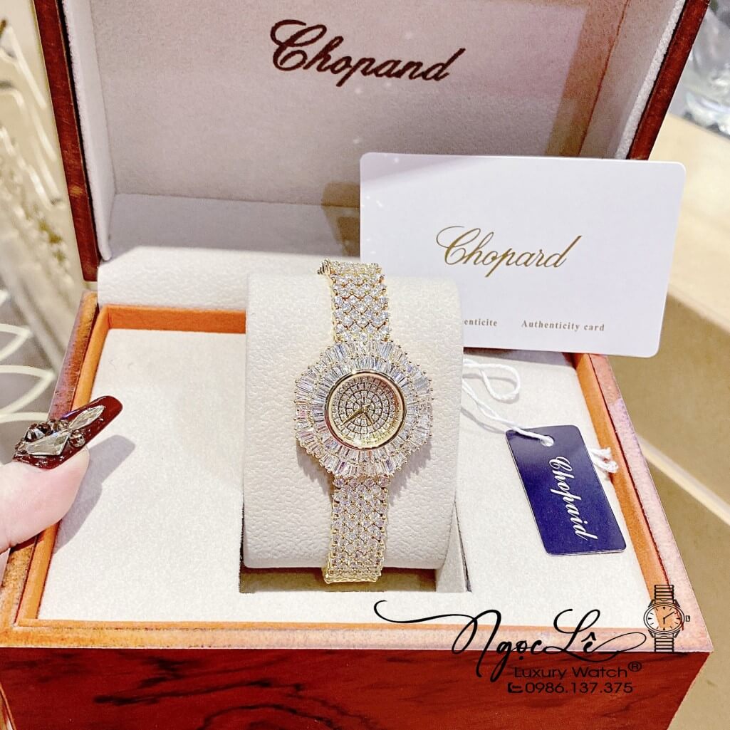 Đồng Hồ Chopard Nữ Dây Thép Màu Vàng Đính Đá 34mm