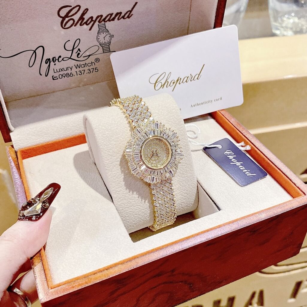 Đồng Hồ Chopard Nữ Dây Thép Màu Vàng Đính Đá 34mm