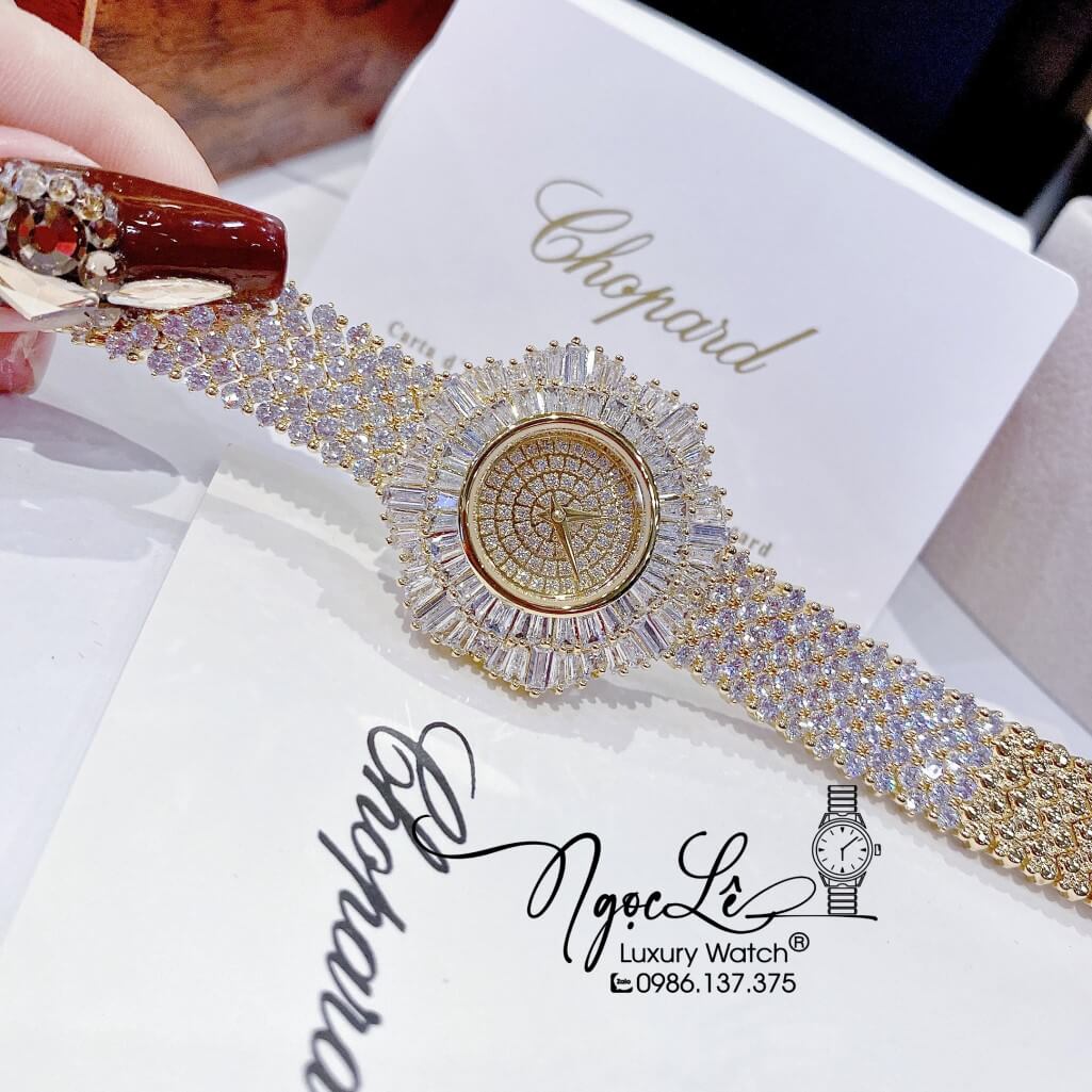 Đồng Hồ Chopard Nữ Dây Thép Màu Vàng Đính Đá 34mm