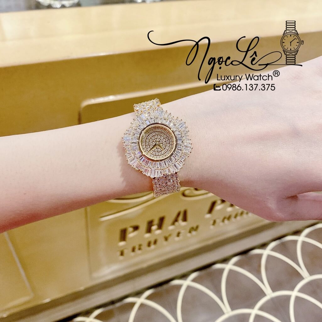 Đồng Hồ Chopard Nữ Dây Thép Màu Vàng Đính Đá 34mm