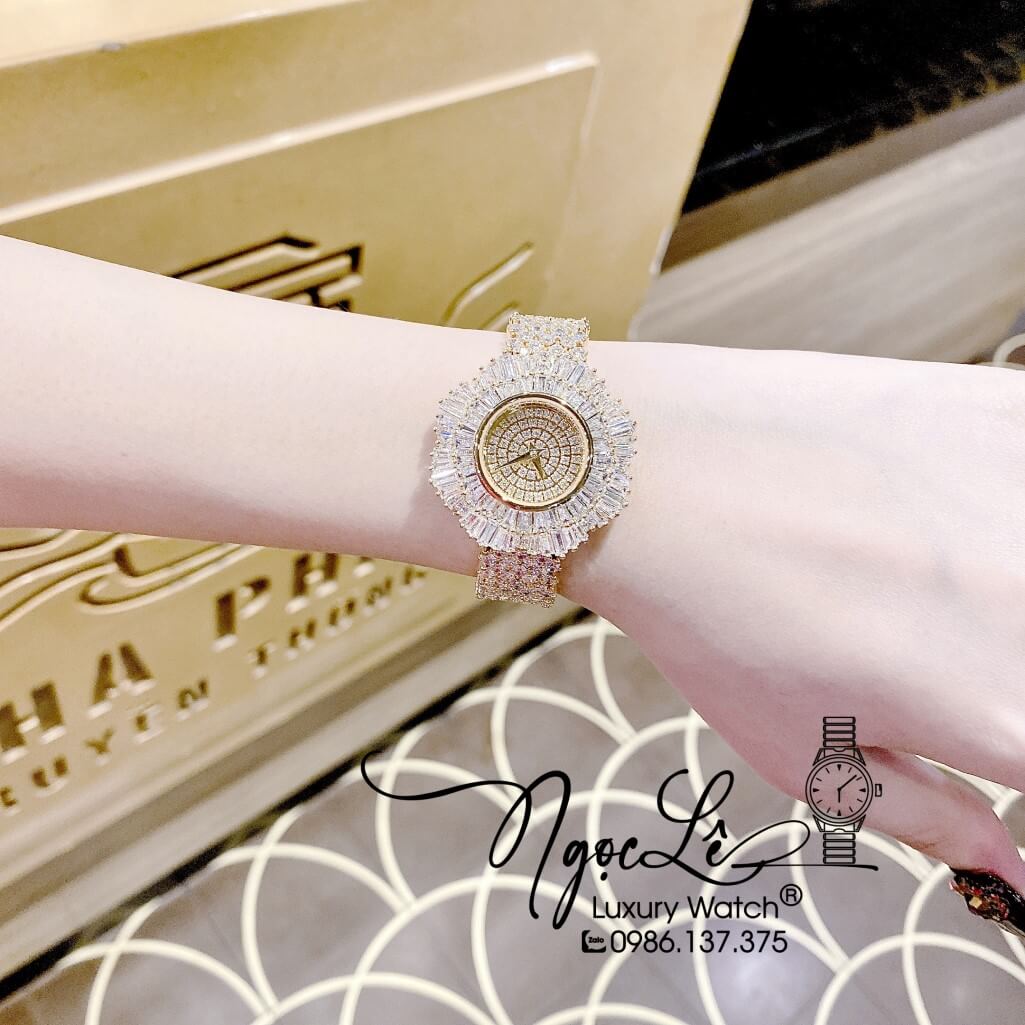 Đồng Hồ Chopard Nữ Dây Thép Màu Vàng Đính Đá 34mm