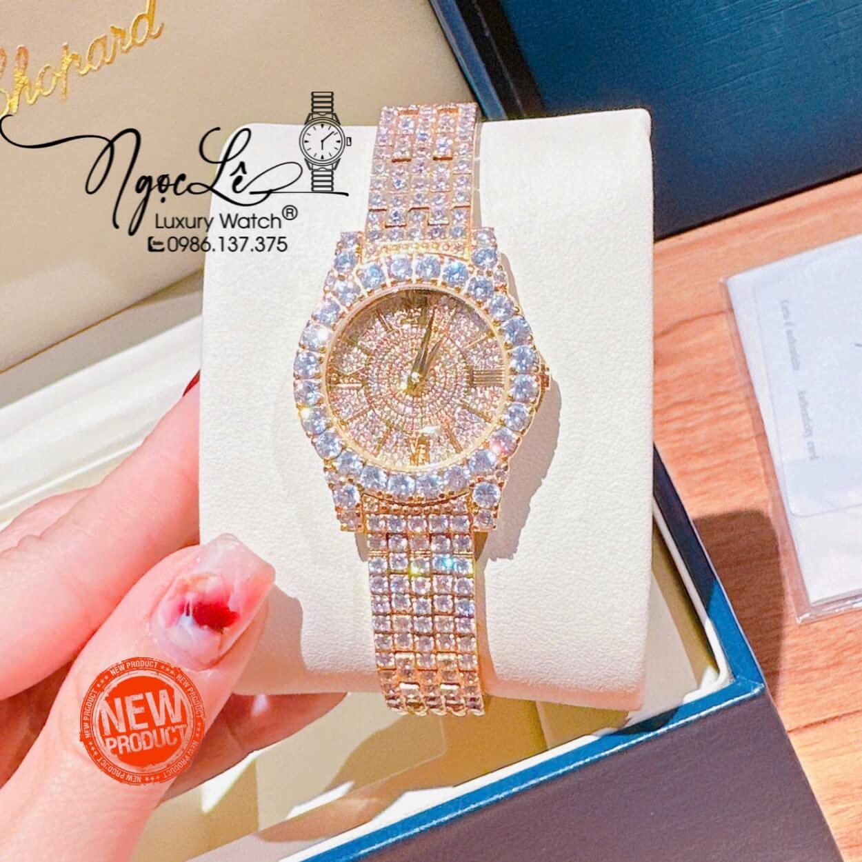 Đồng Hồ Chopard Nữ Đính Full Đá Dây Kim Loại Màu Vàng Gold Size 31mm