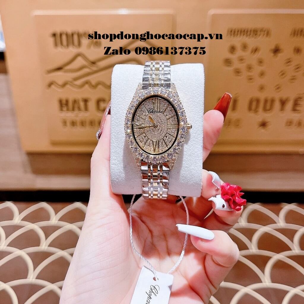 Đồng Hồ Chopard Nữ Siêu Cấp Mặt Oval Đính Đá 33mm