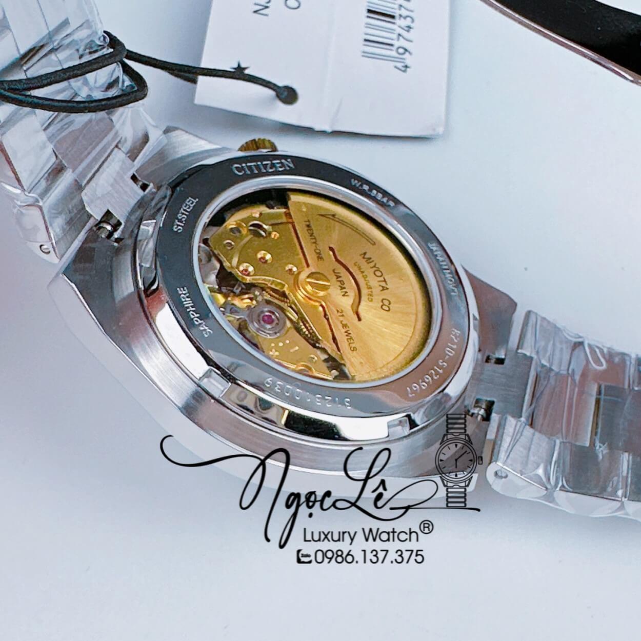 Đồng Hồ Nam Citizen Tự Động Dây Kim Loại Demi Vàng Mặt Xanh Lá Size 39mm