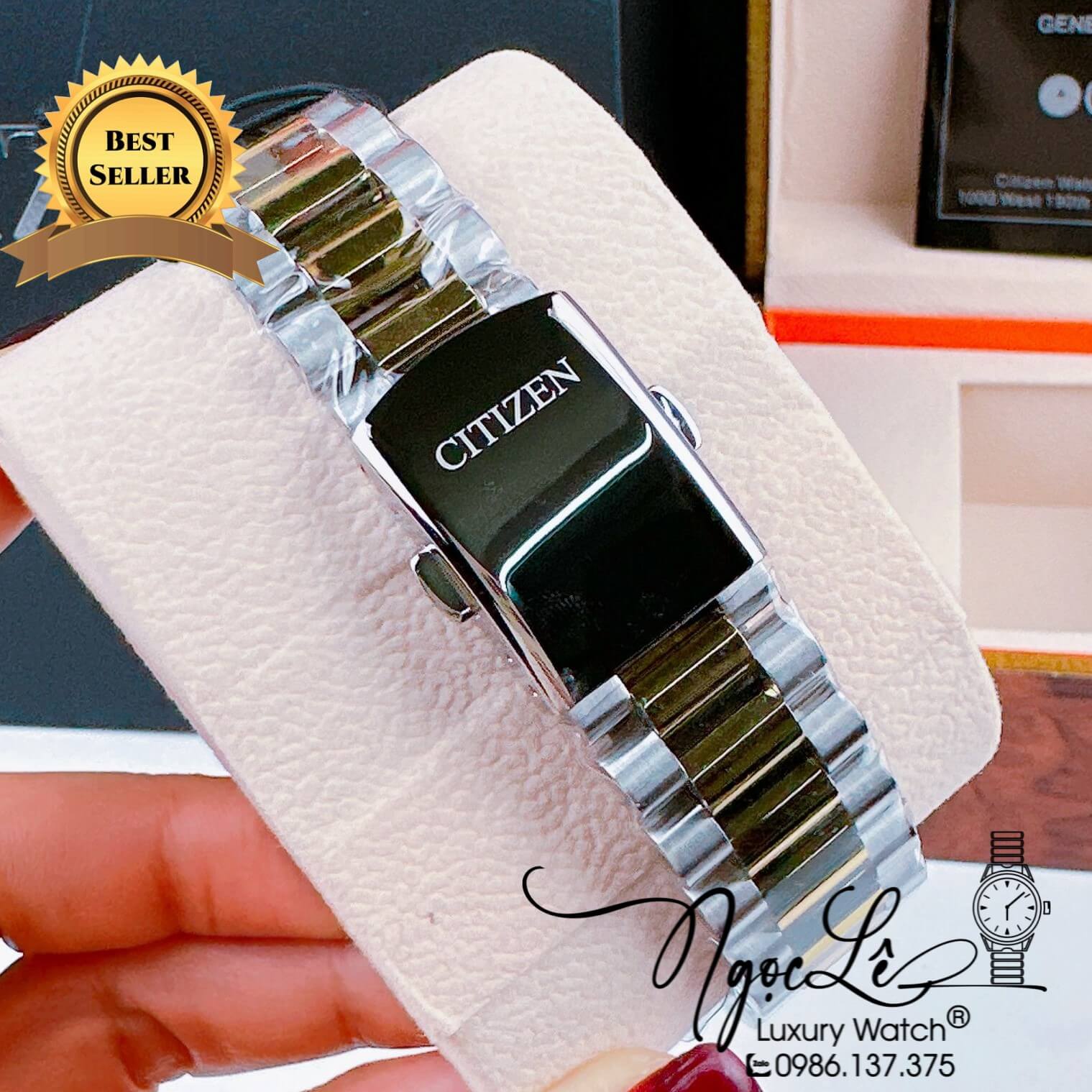 Đồng Hồ Nam Citizen Tự Động Dây Kim Loại Demi Vàng Mặt Xanh Lá Size 39mm