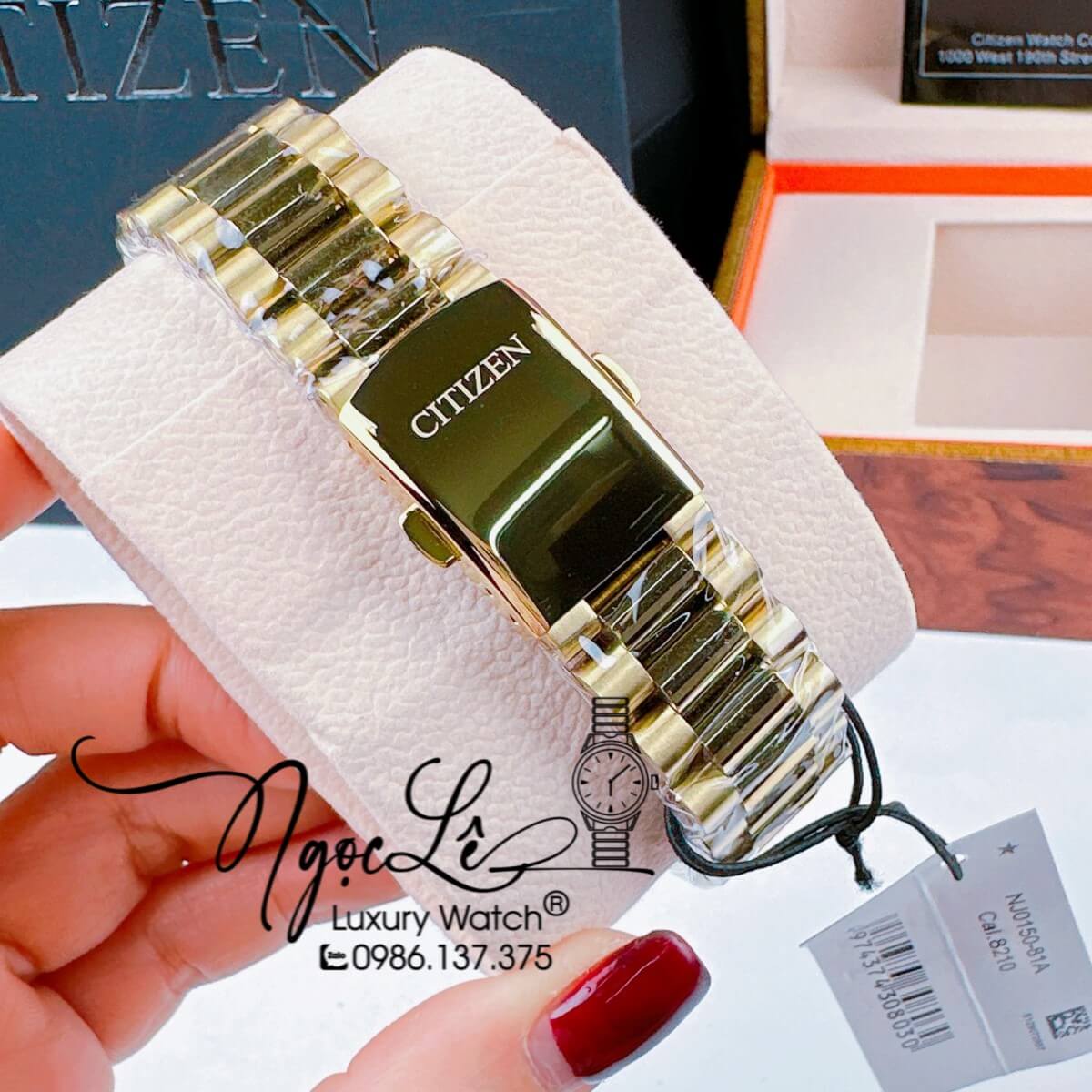 Đồng Hồ Nam Citizen Tự Động Dây Kim Loại Vàng Mặt Xanh Dương Size 39mm