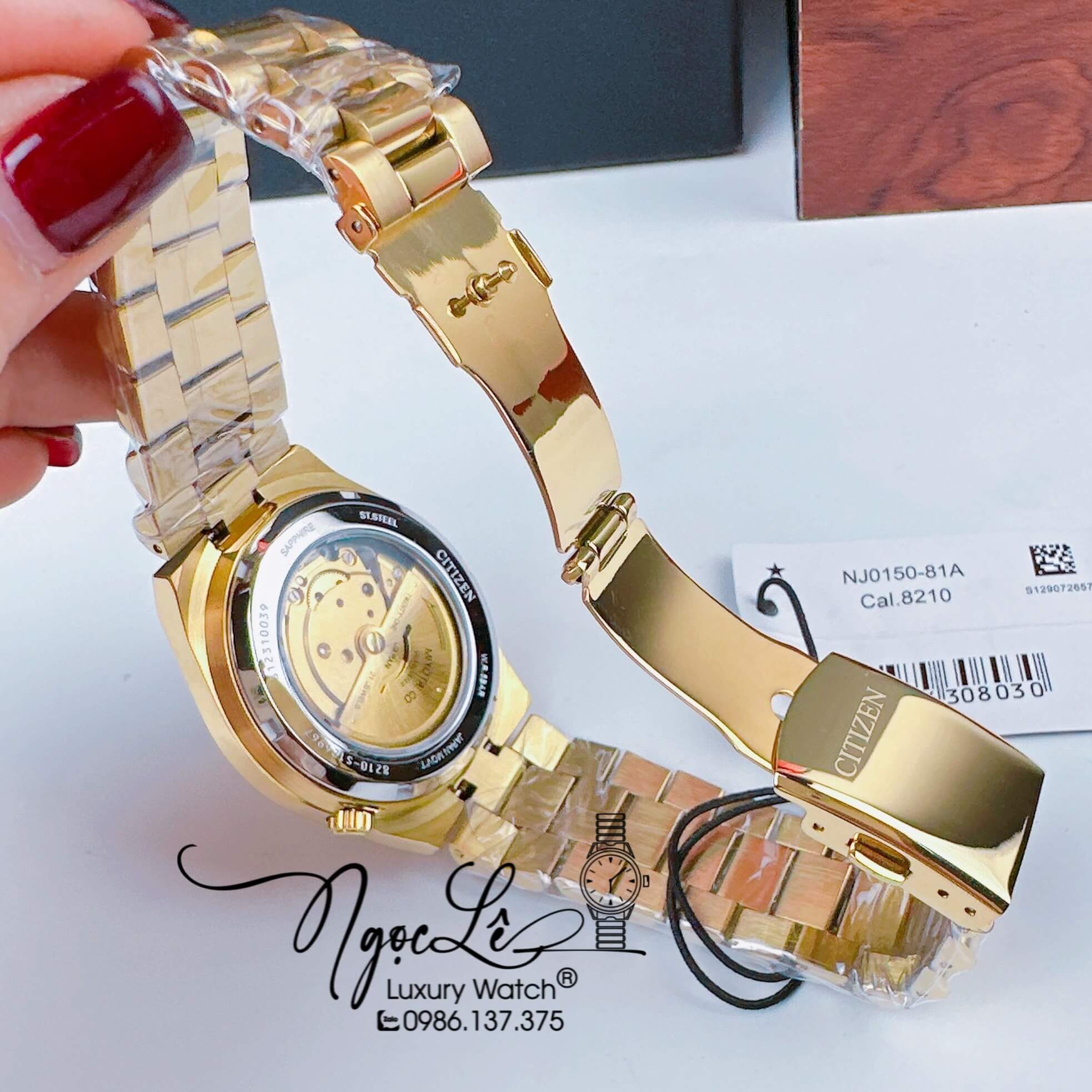 Đồng Hồ Nam Citizen Tự Động Dây Kim Loại Vàng Mặt Trắng Size 39mm