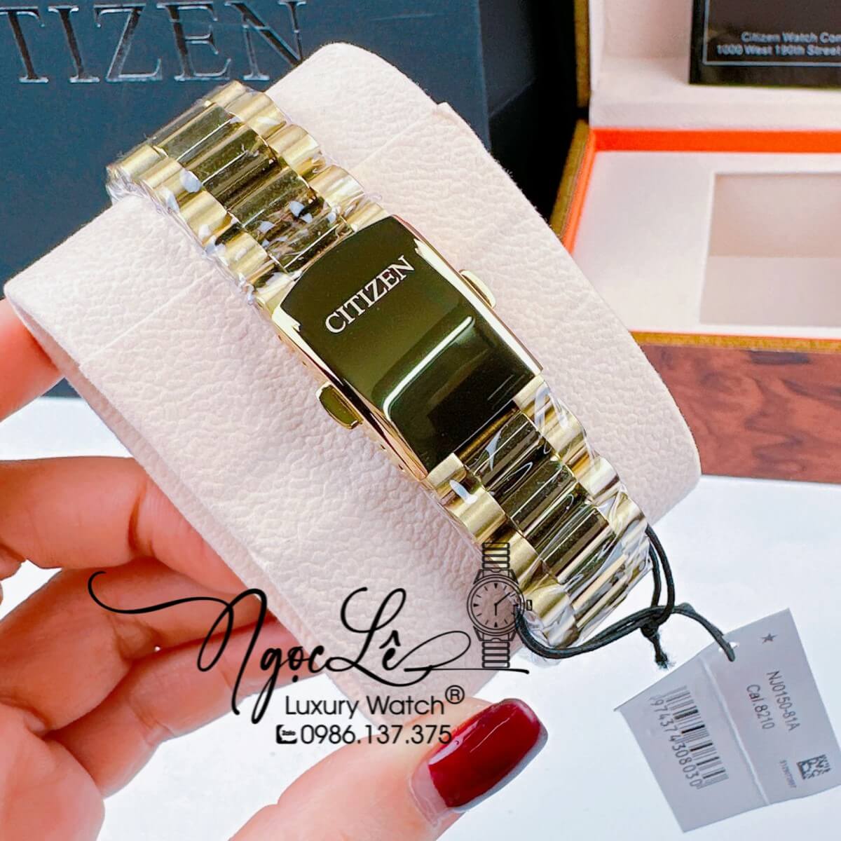 Đồng Hồ Nam Citizen Tự Động Dây Kim Loại Vàng Mặt Trắng Size 39mm