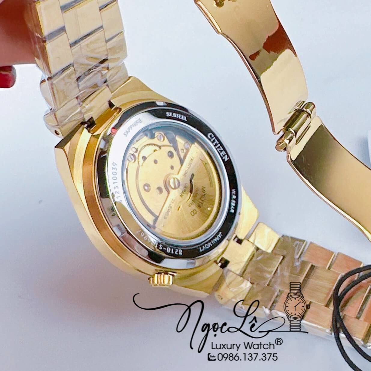 Đồng Hồ Nam Citizen Tự Động Dây Kim Loại Vàng Mặt Xanh Dương Size 39mm