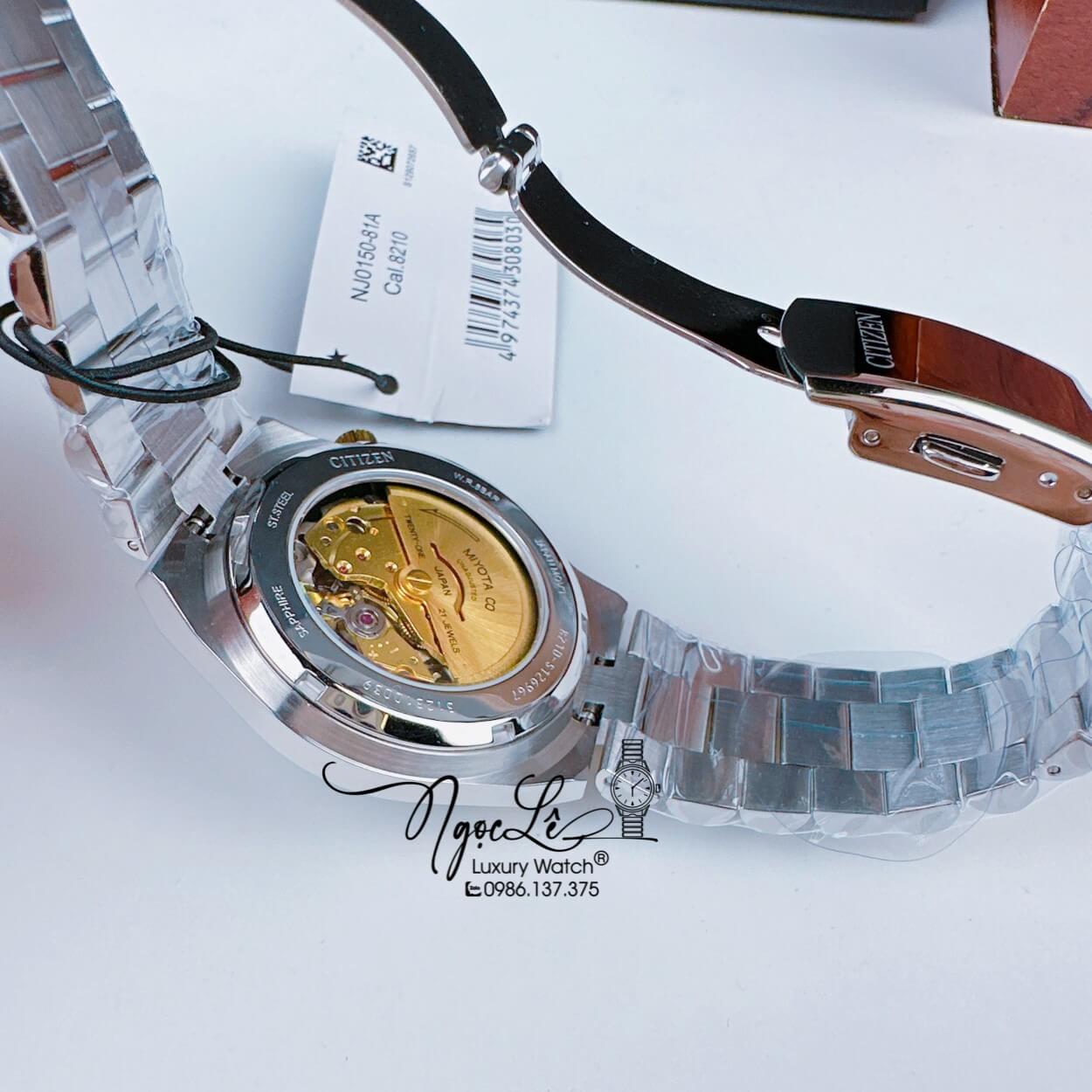 Đồng Hồ Nam Citizen Tự Động Dây Kim Loại Demi Vàng Mặt Xanh Dương Size 39mm
