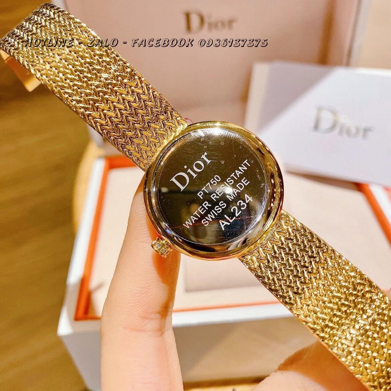 Đồng Hồ Dior Nữ Dây Mesh Vàng Mặt Vàng 31mm