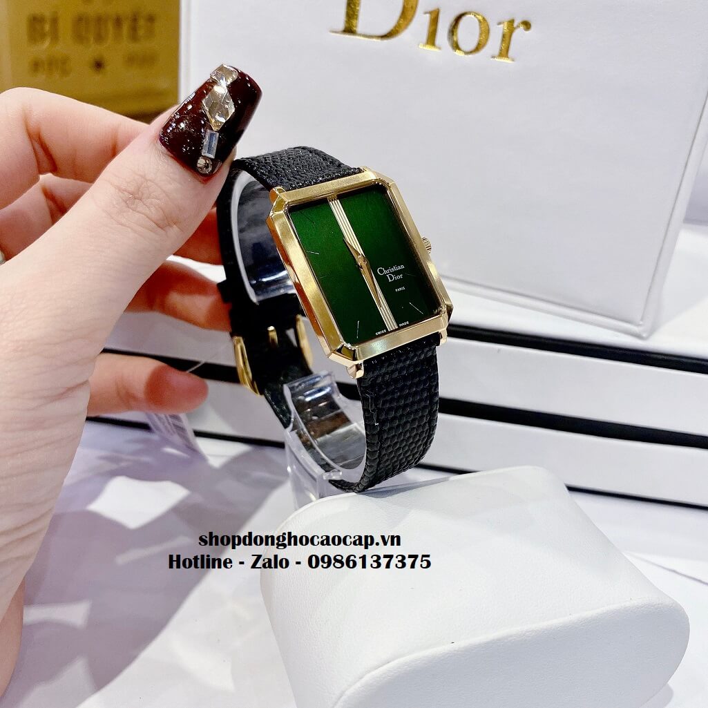 Đồng Hồ Nữ Christian Dior Malice Dây Da Đen Mặt Xanh 30mm