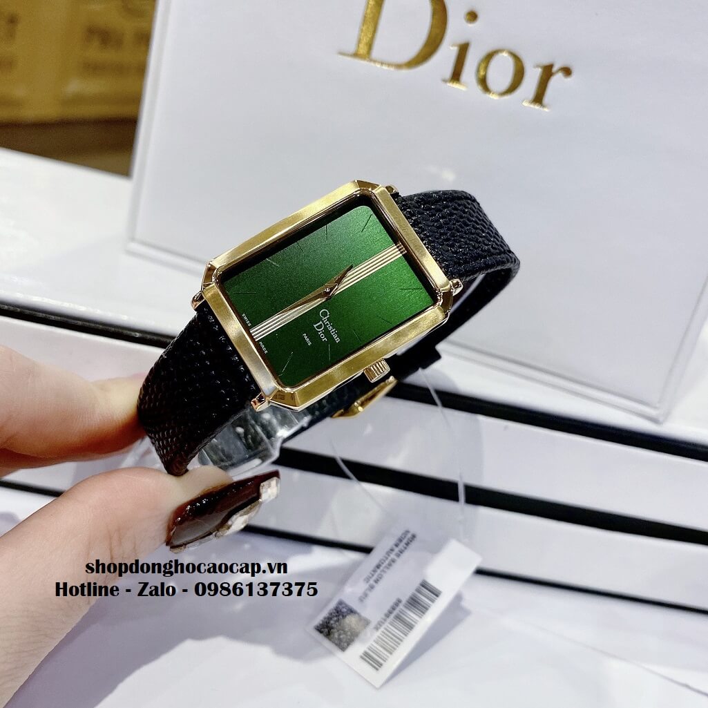 Đồng Hồ Nữ Christian Dior Malice Dây Da Đen Mặt Xanh 30mm