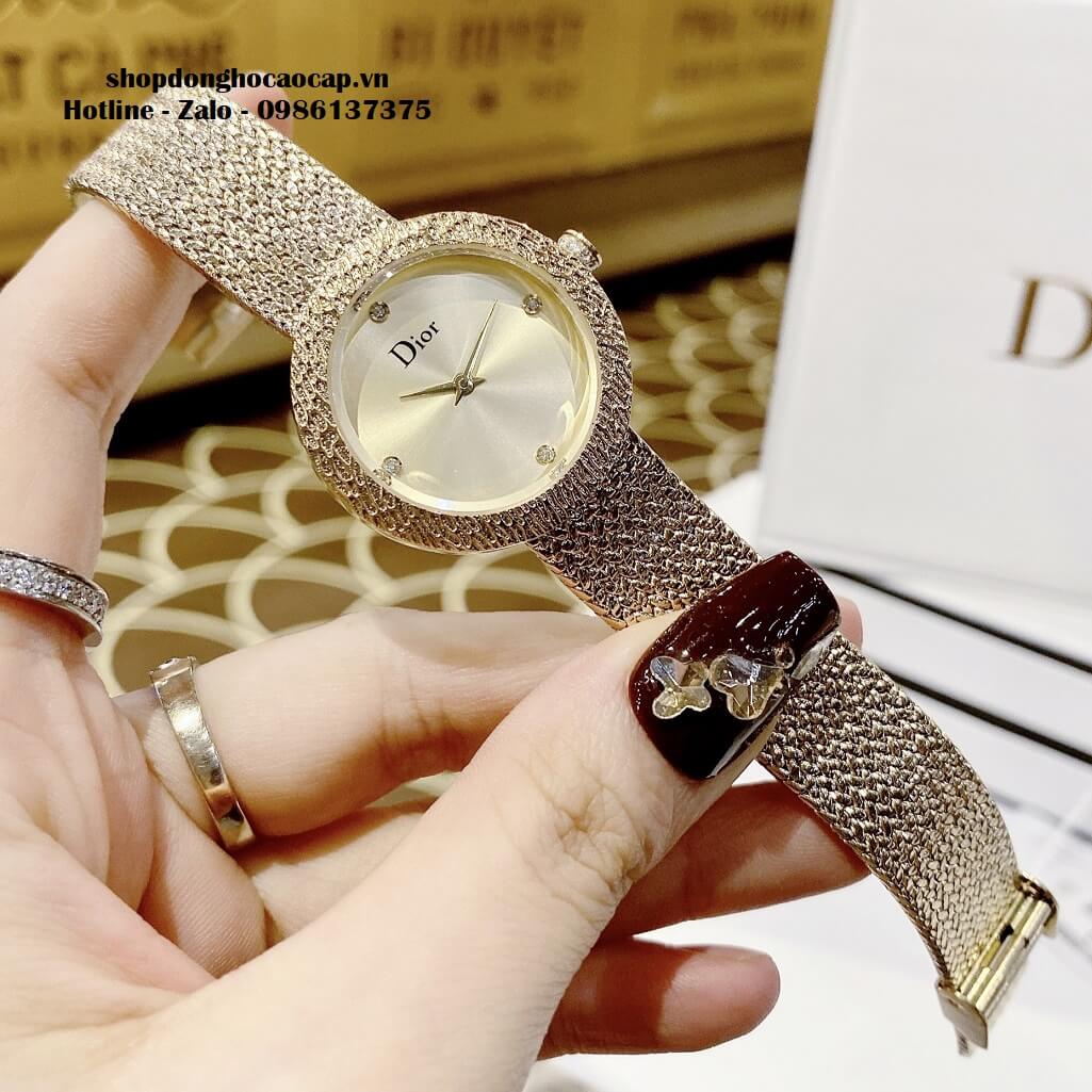 Đồng Hồ Nữ Christian Dior Dây Mesh Vàng Mặt Vàng 30mm