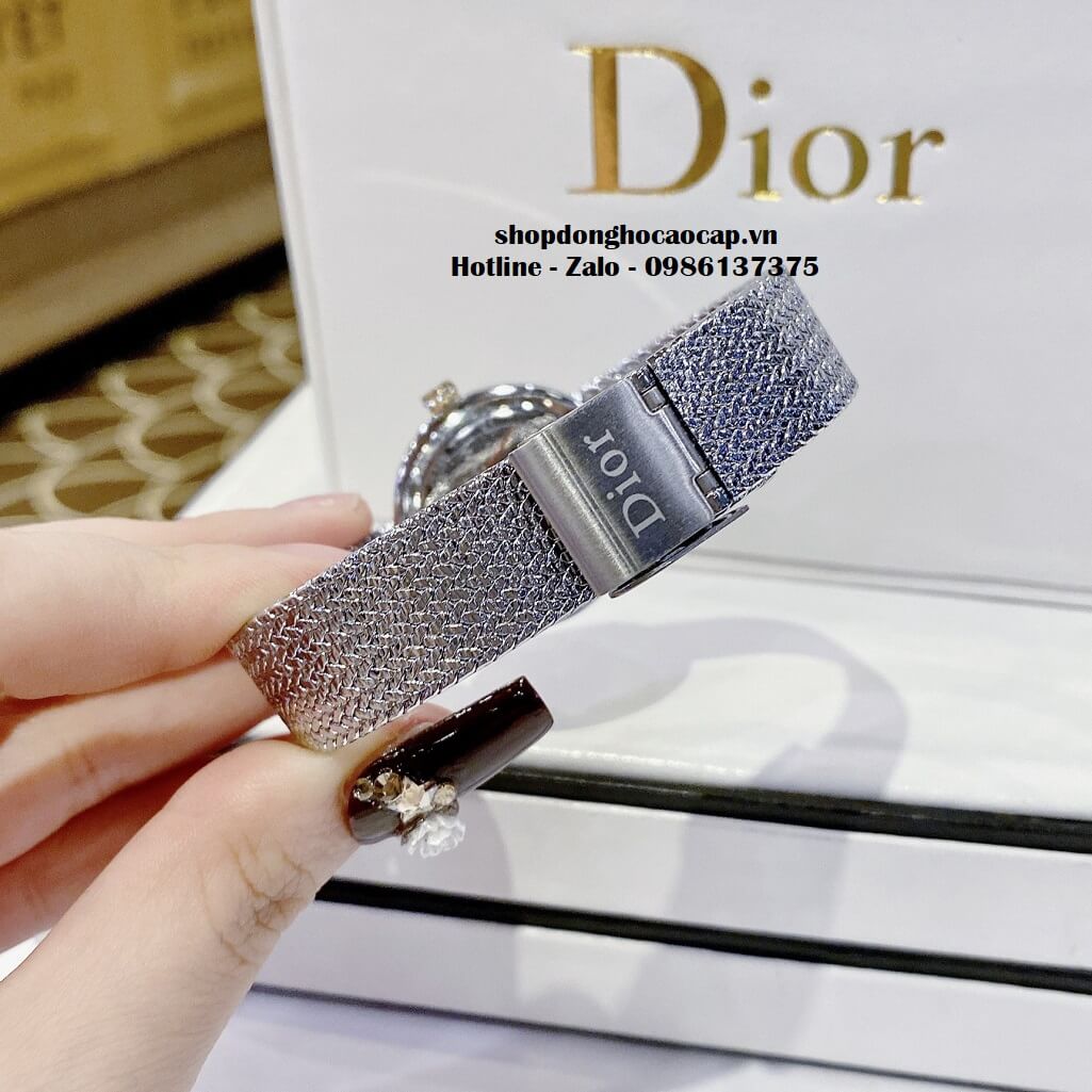 Đồng Hồ Nữ Christian Dior Dây Mesh Demi Vàng Mặt Hồng Xà Cừ 30mm