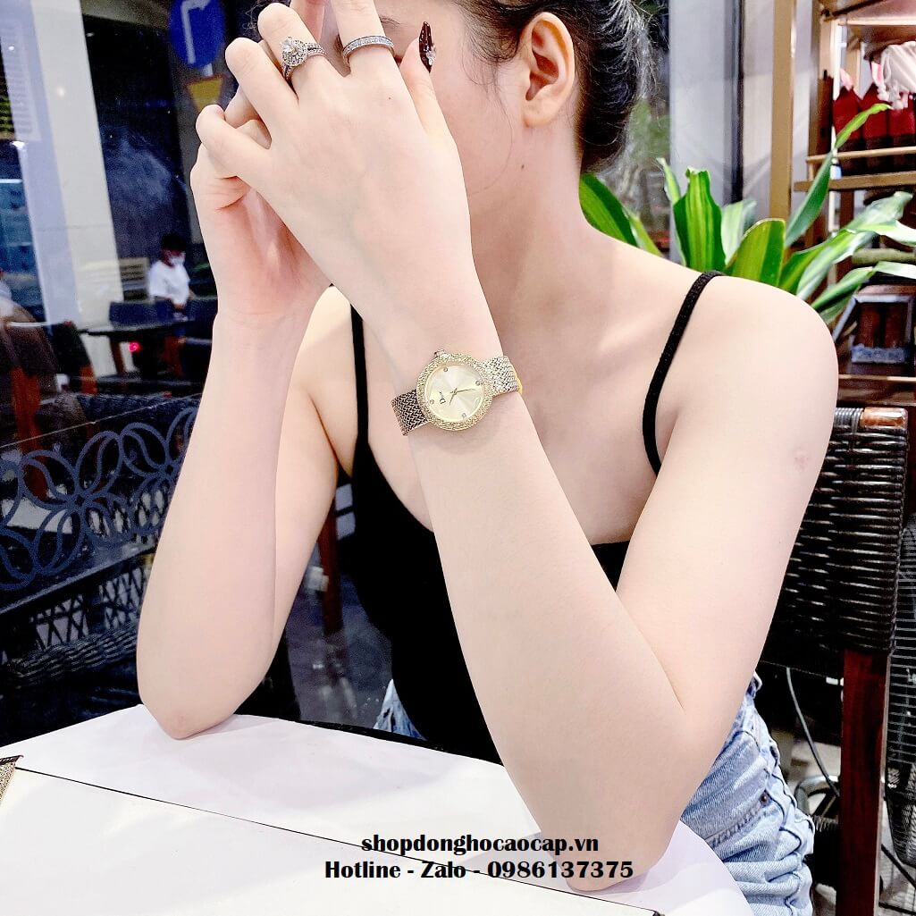 Đồng Hồ Nữ Christian Dior Dây Mesh Vàng Mặt Vàng 30mm