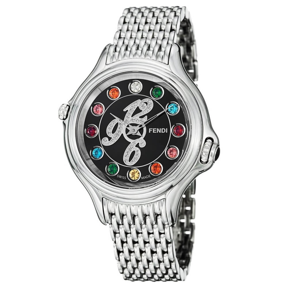 Đồng Hồ Nữ Fendi Crazy Carats Diamond Mặt Đen Đá Xoay 35mm