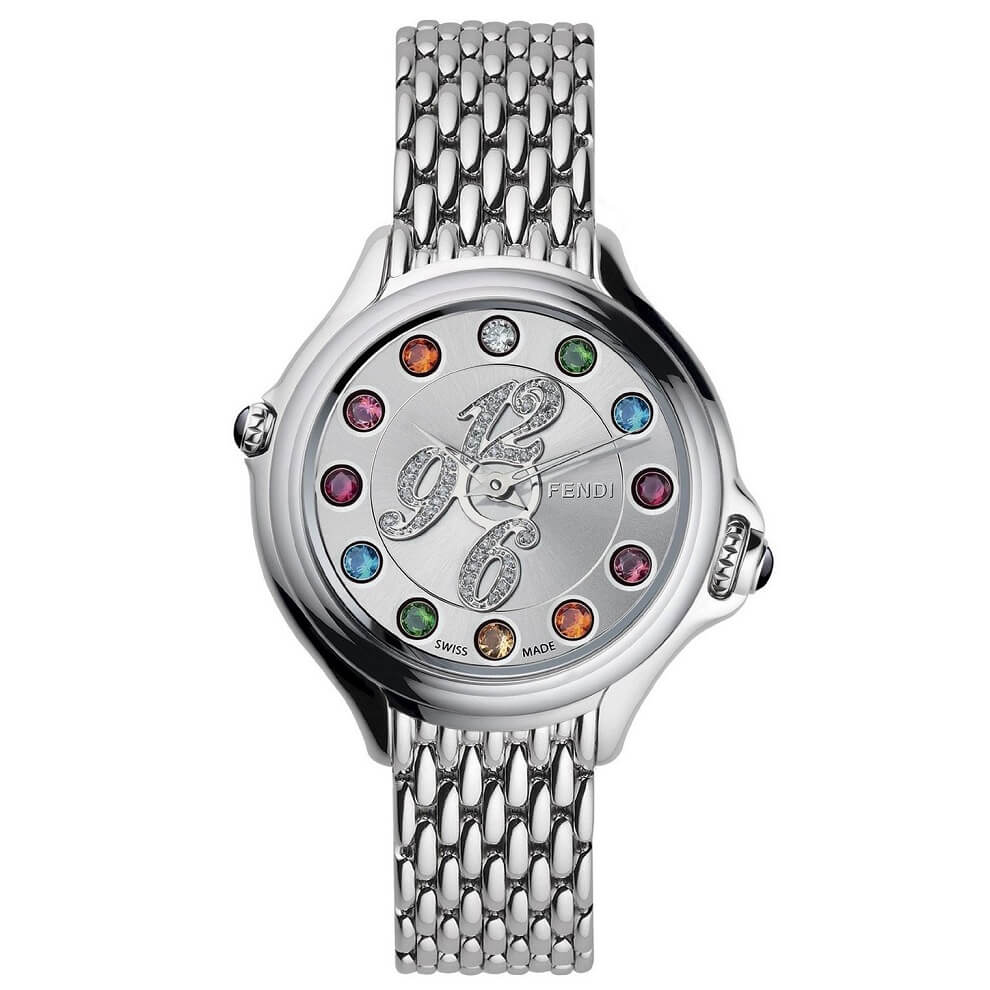 Đồng Hồ Nữ Fendi Crazy Carats Diamond Mặt Trắng Đá Xoay 35mm