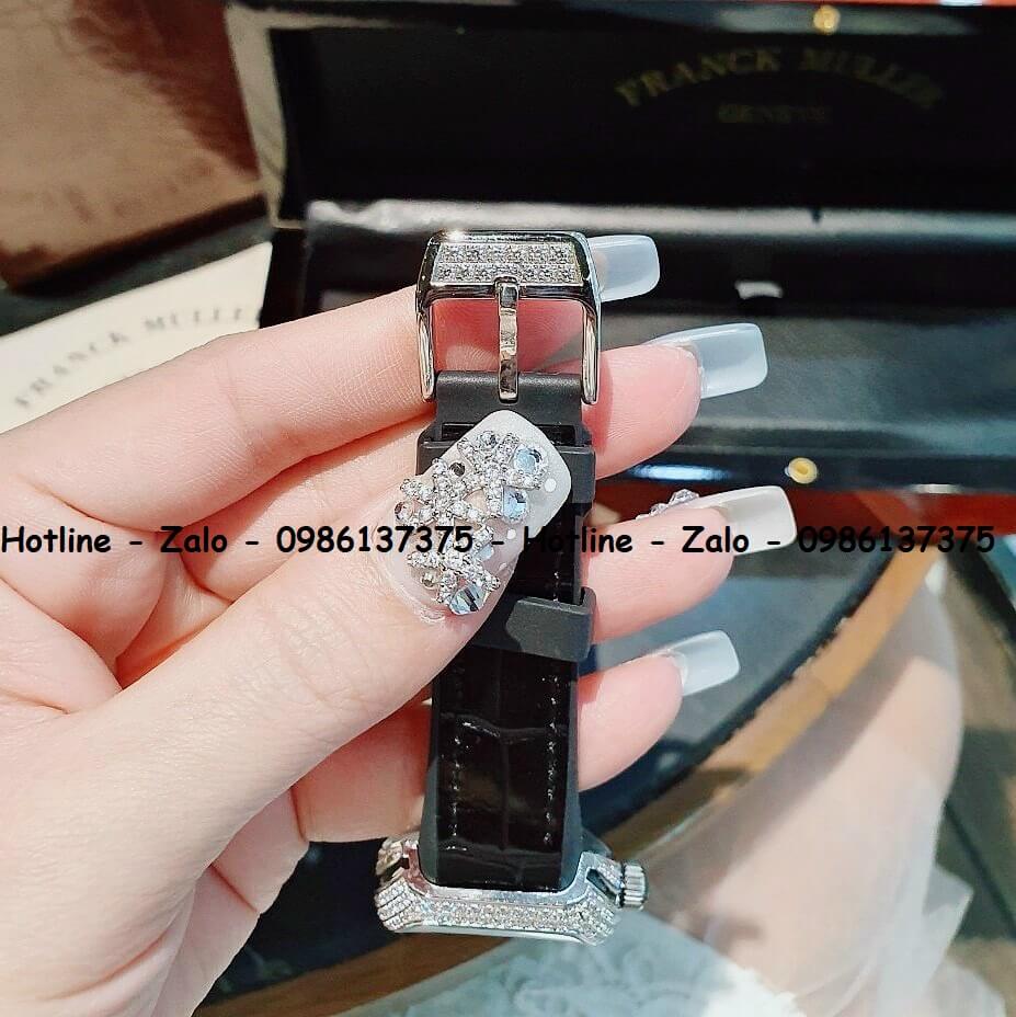 Đồng Hồ Franck Muller V32 - V45 Dây Da Silicon Đen Silver