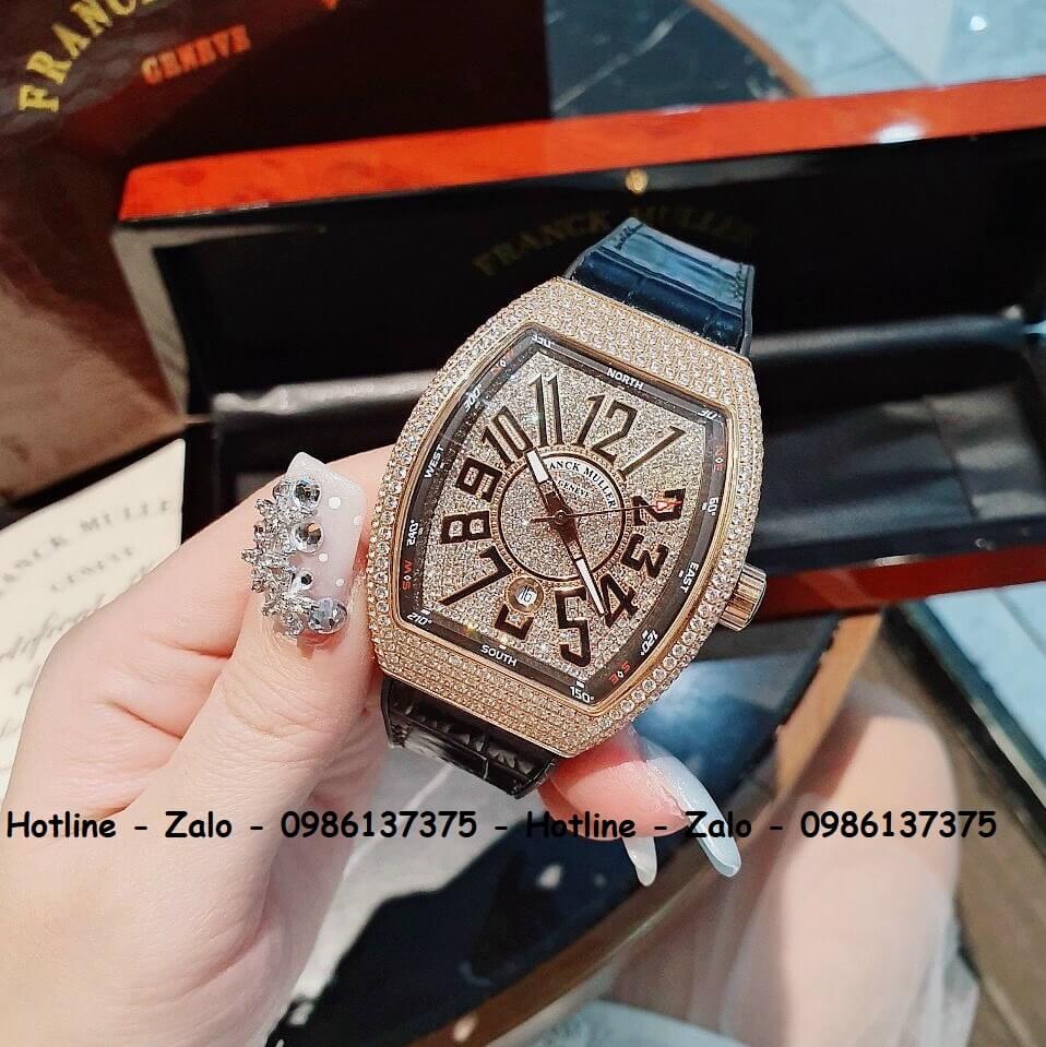 Đồng Hồ Franck Muller Cặp V32 - V45 Dây Da Silicon Đen