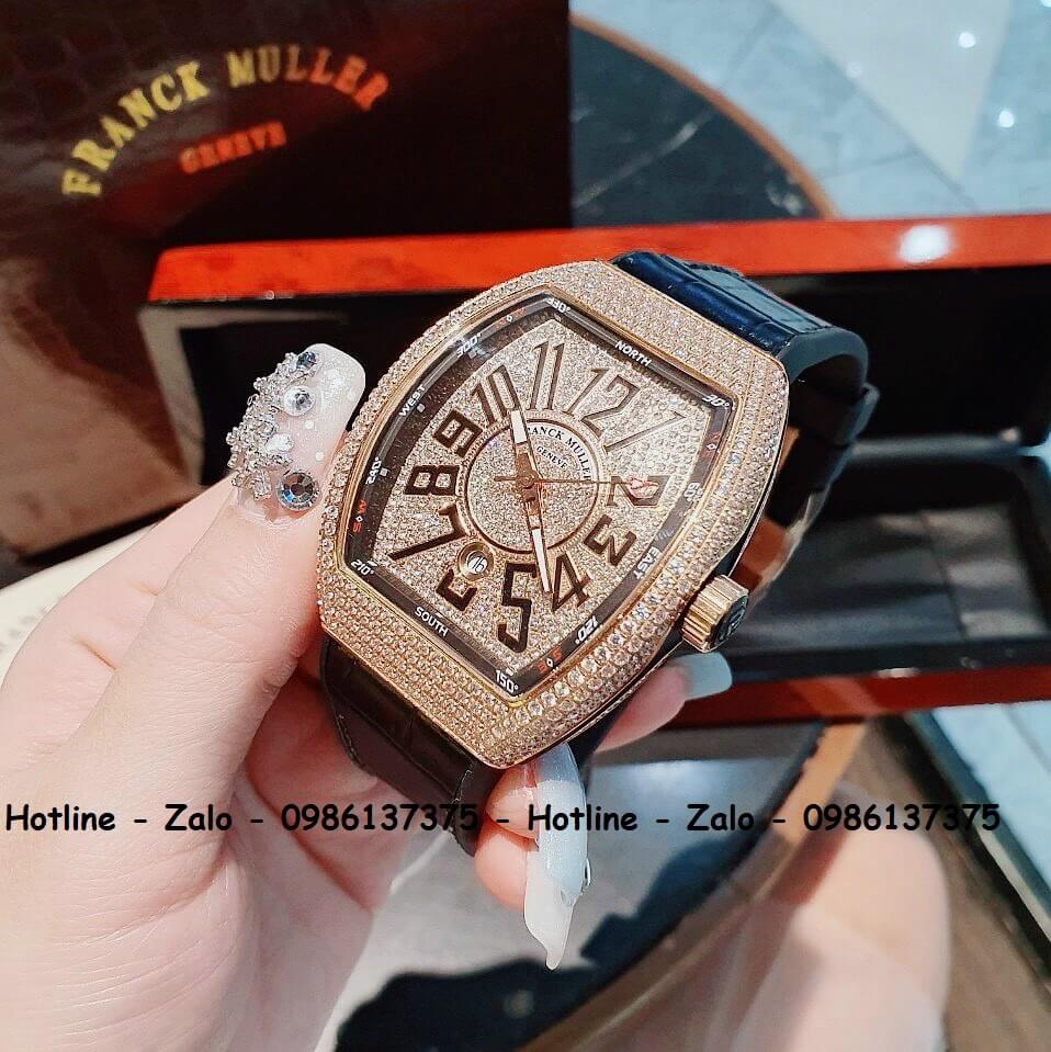 Đồng Hồ Franck Muller Cặp V32 - V45 Dây Da Silicon Đen