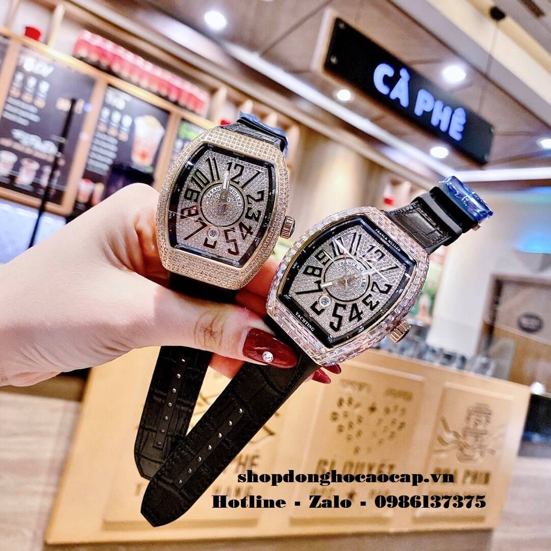 Đồng Hồ Franck Muller V41 Nam Automatic Đen Đính Đá Rose