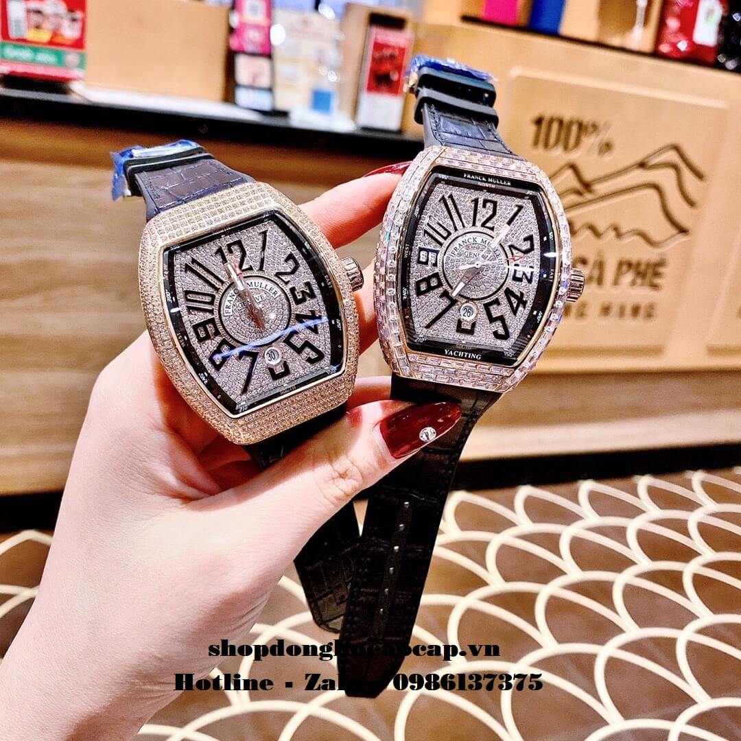 Đồng Hồ Franck Muller V41 Nam Automatic Đen Đính Đá Rose