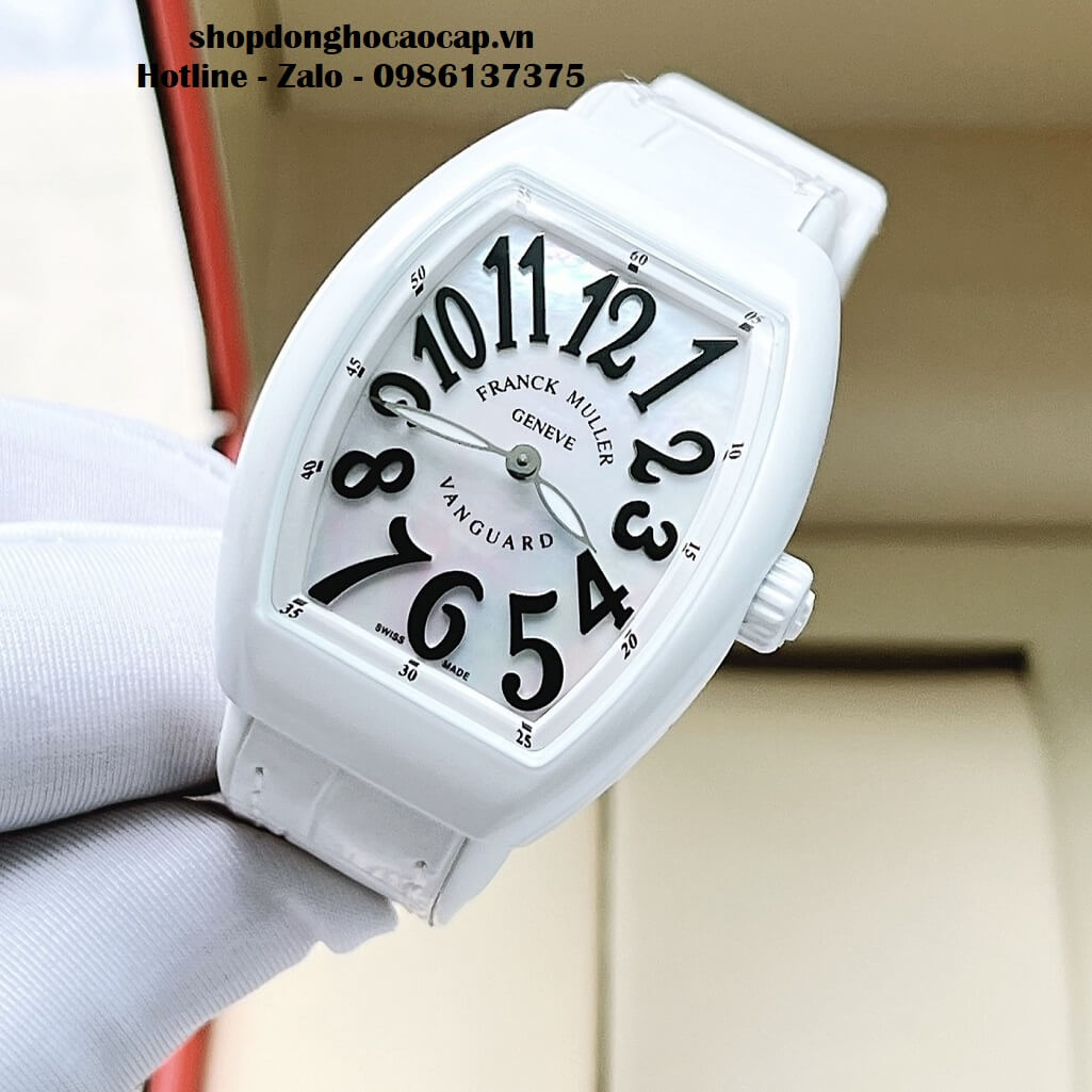 Đồng Hồ Franck Muller V32 ABF Siêu Cấp 1:1 Nữ Dây Da Silicon Trắng