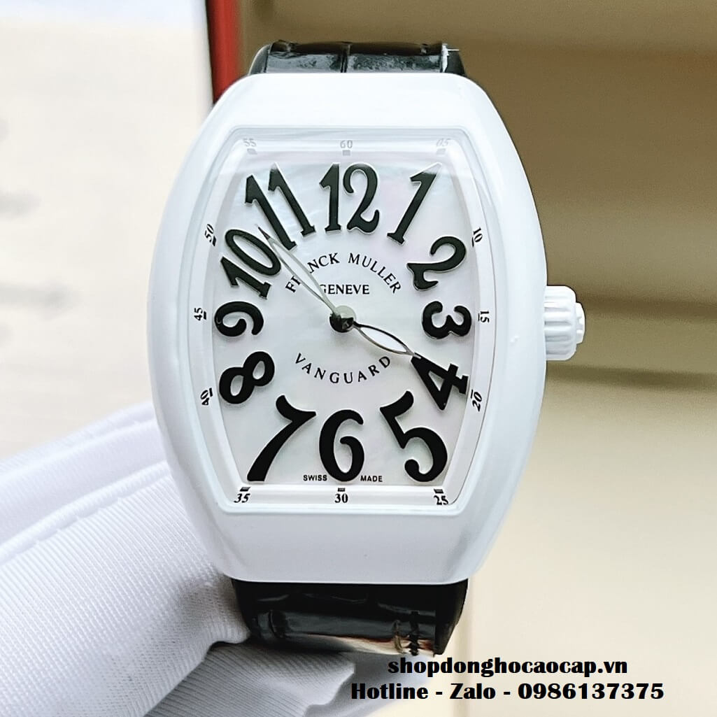 Đồng Hồ Franck Muller V32 ABF Siêu Cấp 1:1 Nữ Dây Da Silicon Đen Mặt Trắng