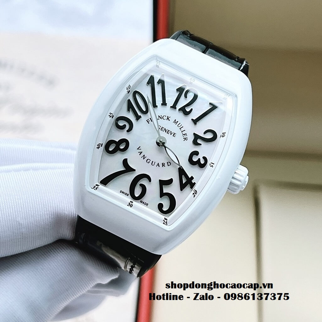 Đồng Hồ Franck Muller V32 ABF Siêu Cấp 1:1 Nữ Dây Da Silicon Đen Mặt Trắng