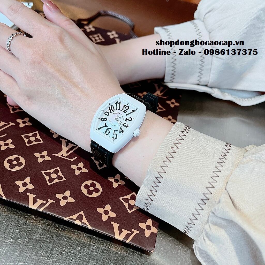 Đồng Hồ Franck Muller V32 ABF Siêu Cấp 1:1 Nữ Dây Da Silicon Đen Mặt Trắng