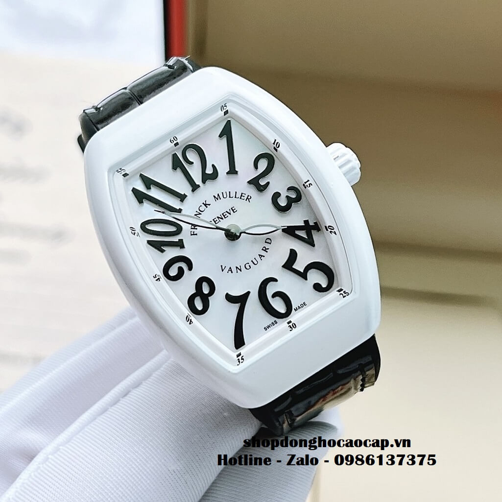 Đồng Hồ Franck Muller V32 ABF Siêu Cấp 1:1 Nữ Dây Da Silicon Đen Mặt Trắng