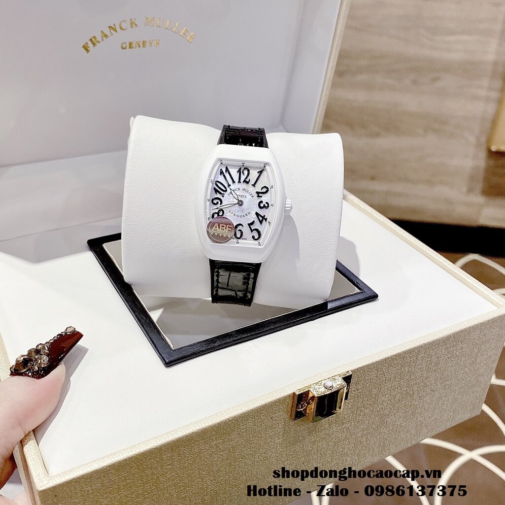 Đồng Hồ Franck Muller V32 ABF Siêu Cấp 1:1 Nữ Dây Da Silicon Đen Mặt Trắng