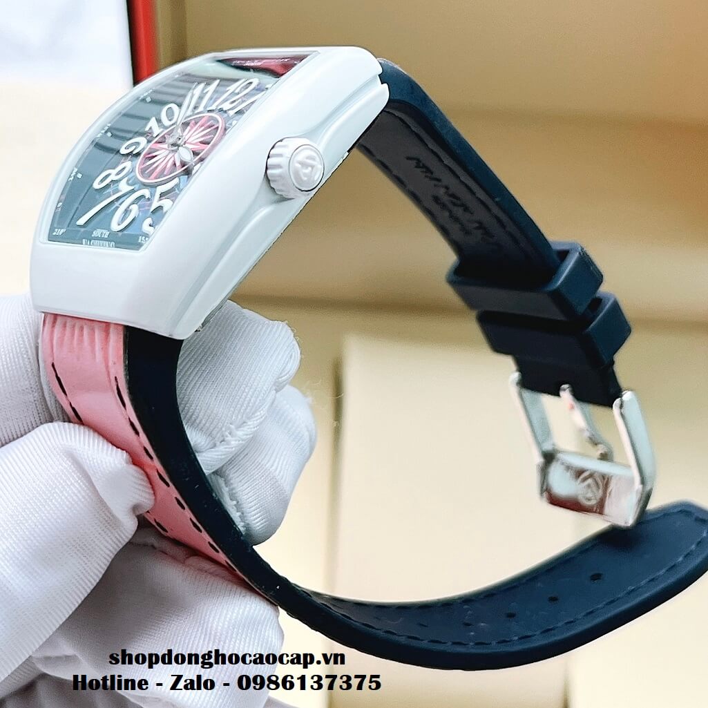 Đồng Hồ Franck Muller V32 ABF Siêu Cấp 1:1 Nữ Dây Da Silicon Hồng