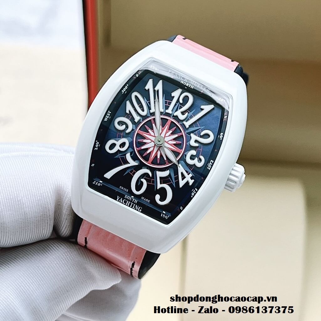 Đồng Hồ Franck Muller V32 ABF Siêu Cấp 1:1 Nữ Dây Da Silicon Hồng